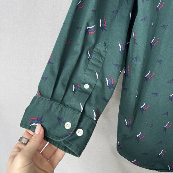 Vintage Stars & Stripes Mens Shirt XL Green Flag Print Western Patriotic Cowboy - Picture 8 of 12